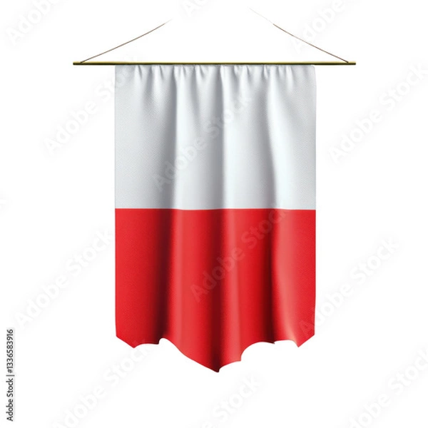 Obraz Realistic poland flag banner isolated on white background
