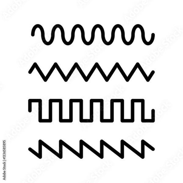 Obraz Four Shapes Waveforms Illustration