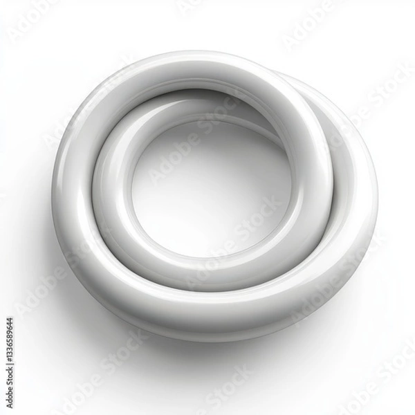 Fototapeta A matte white rubber tube with a soft, flexible texture, coiled into a loose spiral, creating an organic shape.