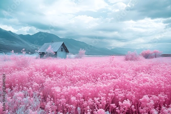 Fototapeta Pink flower field