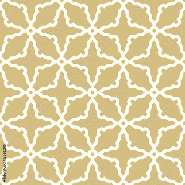 Fototapeta Seamless ornament in arabian style. Pattern for wallpapers and backgrounds. Golden and white pattern