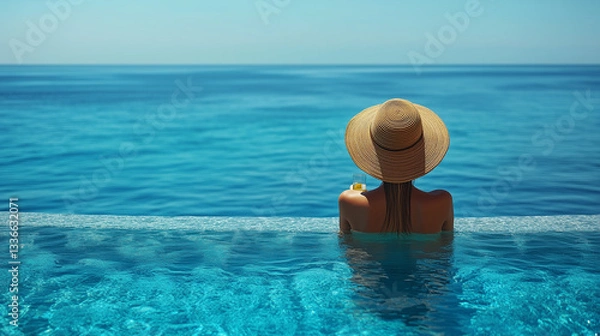 Fototapeta Luxury Infinity Pool Overlooking the Ocean