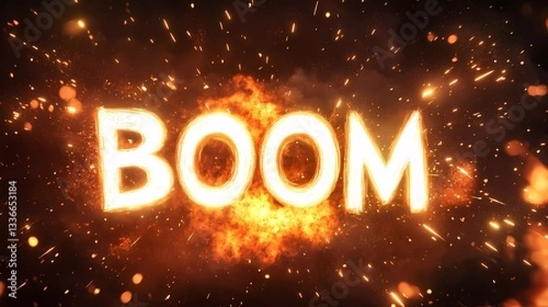 Obraz Powerful boom explosion with energetic blast, retro comic design, and visual sound impact, ideal for expressive layouts and comic aesthetics, hand-drawn style