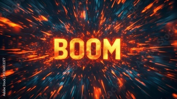 Obraz Powerful boom explosion with energetic blast, retro comic design, and visual sound impact, ideal for expressive layouts and comic aesthetics, hand-drawn style