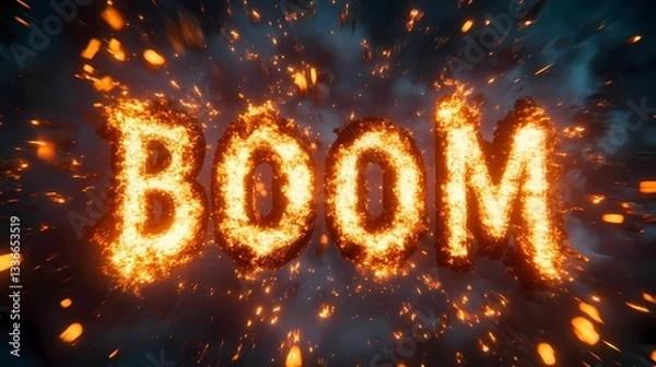 Obraz Powerful boom explosion with energetic blast, retro comic design, and visual sound impact, ideal for expressive layouts and comic aesthetics, hand-drawn style