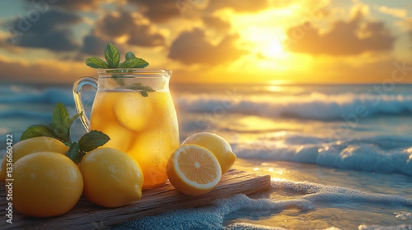 Fototapeta Lemonade Stand by the Beach