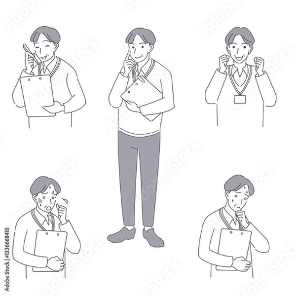 Obraz バインダーを持った50代男性のシンプルなセット