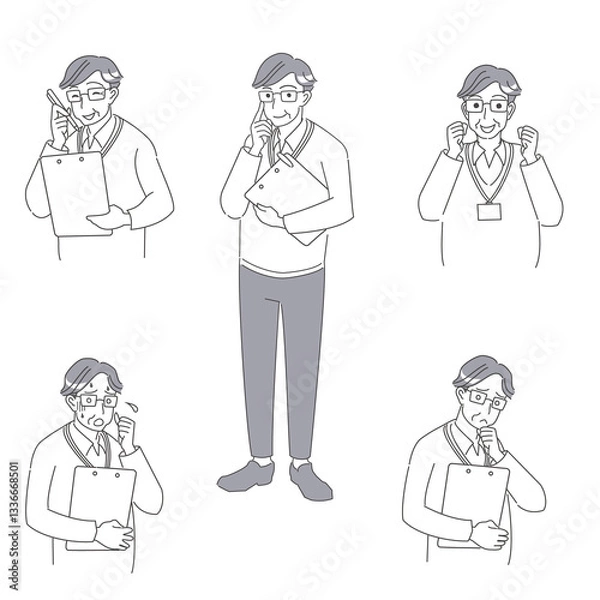 Obraz バインダーを持ったシニア男性のシンプルなセット