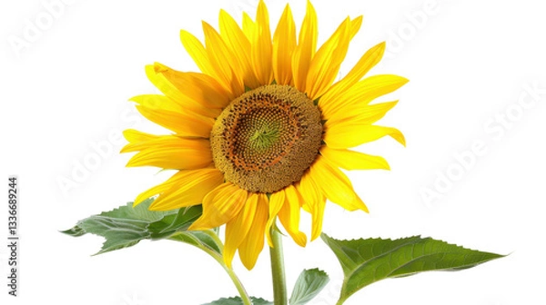 Fototapeta Sunflower blooming with transparent background, ideal for compositions
