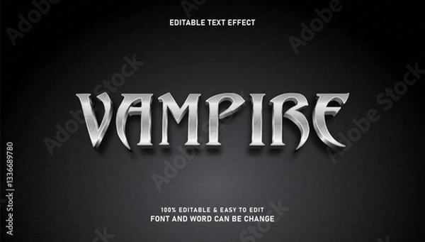 Fototapeta Vampire text effect with silver color that can be edited