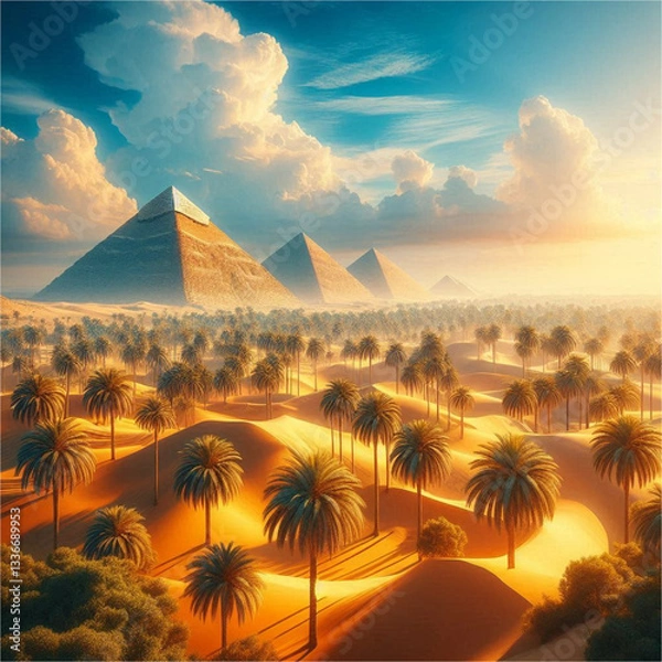 Fototapeta sunset over the pyramids