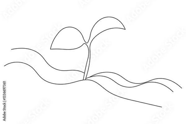 Fototapeta Continuous one line art environment earth day vector icon
