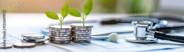 Obraz healthcare expense planning model with Medicare and long-term care funding represents financial preparedness.