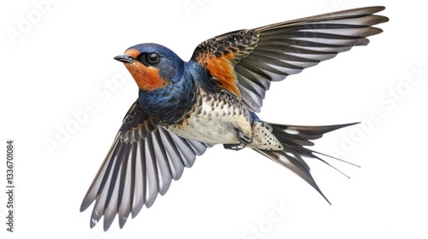 Obraz Welcome swallow flying with open wings on transparent background