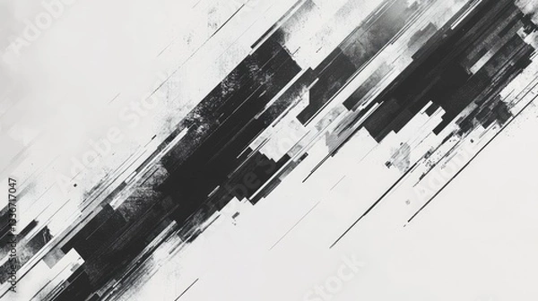 Fototapeta Abstract black and white design featuring dynamic lines and shapes, suitable for modern art backgrounds