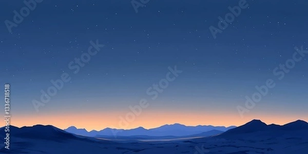 Fototapeta Serene sunset over distant mountains