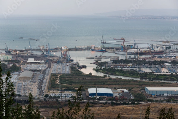 Fototapeta Haifa cityscape at sunset
