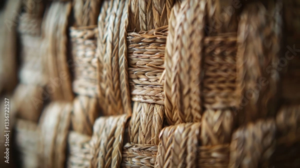 Obraz Woven texture of natural fibers creates warm, rustic feel