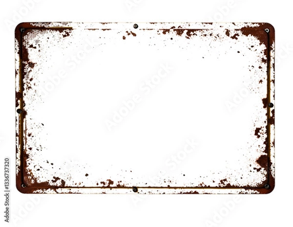 Obraz Rust texture for aged images, rusty plaque style.
A weathered vintage frame with a distinctive rust texture, perfect for adding a touch of nostalgia and style to your design projects and artwork. 