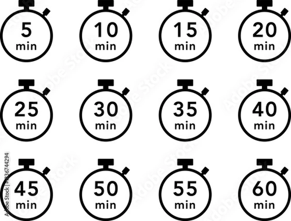 Obraz ストップウォッチのアイコンセット（5分間隔）