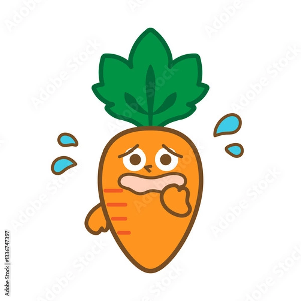 Fototapeta 困った表情のにんじんキャラクター