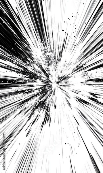 Fototapeta Abstract black and white speed lines bursting background for motion design