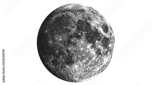 Obraz Full moon rotating showing craters and surface details on transparent background