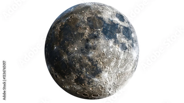 Obraz Realistic moon rotating in space with transparent background