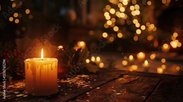 Obraz warm candle glows softly amidst festive decorations