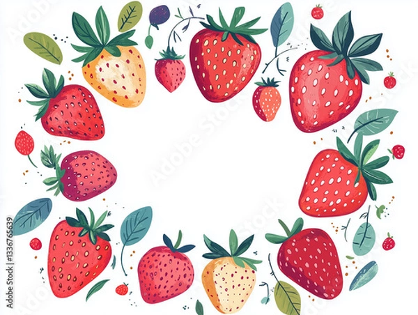 Fototapeta seamless pattern with strawberries
