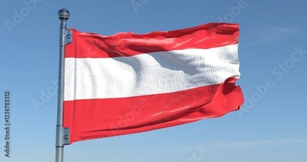 Fototapeta Austria Flag Waving in Pure Sky Realistic High Resolution 4K Background