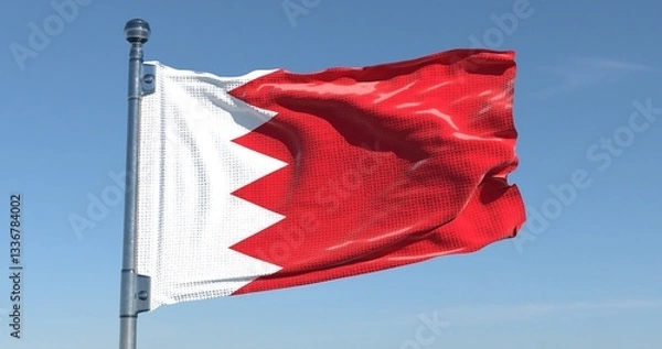 Obraz Bahrain Flag Waving in Pure Sky Realistic High Resolution 4K Background