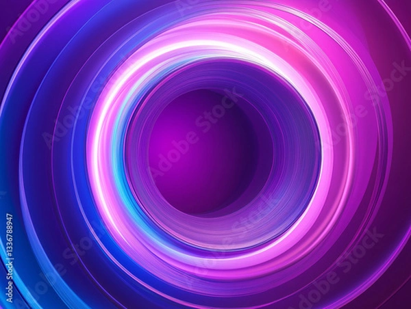 Obraz Pink and purple abstract background with white texture in geometric circles and ring pattern design. Abstract pink and blue neon light rings. Iridescen crystal ring with blue and pink gradient texture