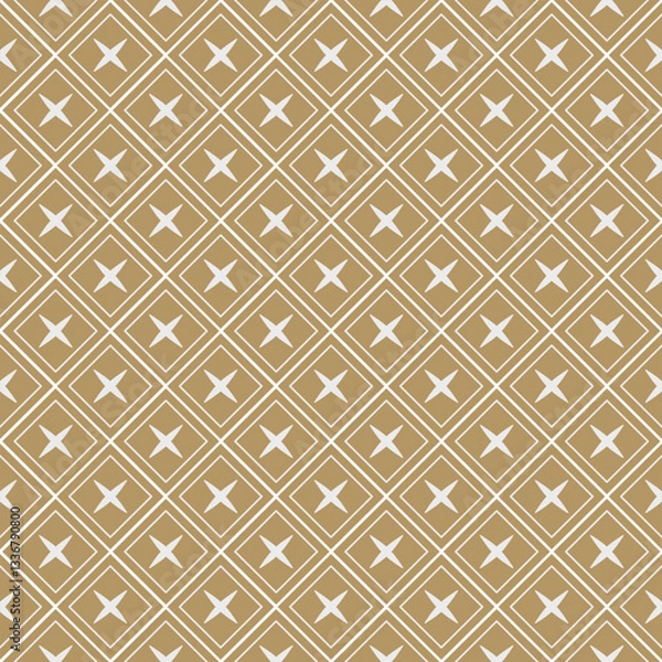 Fototapeta seamless japanese pattern diamond and tear shape flat outline style with gold color, vector illustration