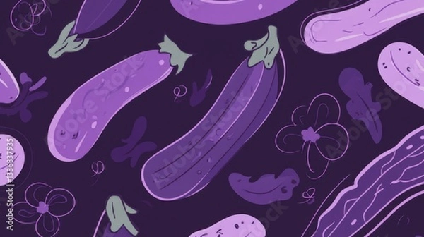 Fototapeta Purple Vegetable Pattern - Abstract Veggie Design