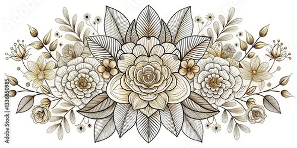 Fototapeta Elegant Line Flower Patterns for Print Design