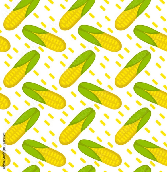 Fototapeta Corn seamless pattern. Maize endless background, texture. Vegetable backdrop. Vector illustration