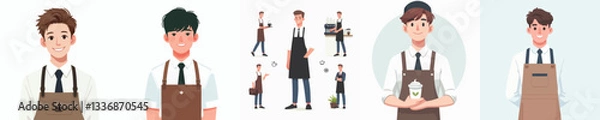 Fototapeta young man vector working barista