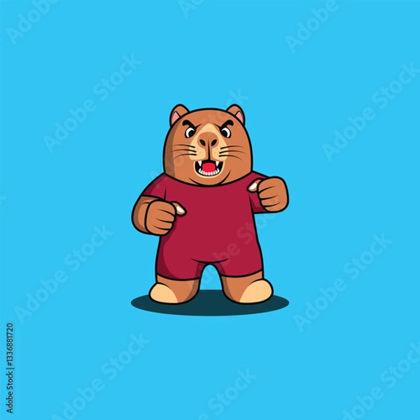 Obraz Mascot vector cute capybara stand up with happy pose cartoon vector icon illustration