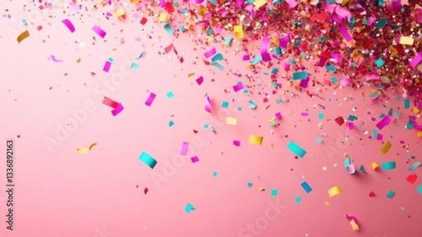 Fototapeta Festive celebration confetti burst studio graphic design bright atmosphere close-up joyful vibes