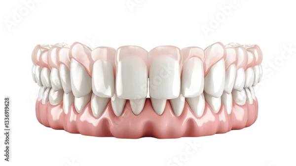 Obraz Healthy teeth and gums showing proper dental hygiene on transparent background
