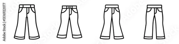 Fototapeta bell bottom jeans icon, bell bottom jeans line art - simple line art of bell bottom jeans, perfect for bell bottom jeans logos and icons