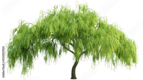 Obraz Weeping willow tree with transparent background gently swaying in the breeze