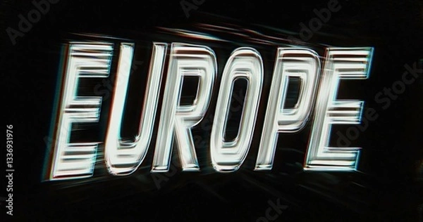 Fototapeta Europe text with a blurred, cinematic effect on a dark background