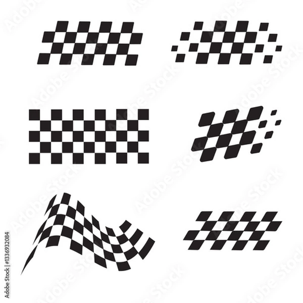 Fototapeta Racing flag vector icon on white background. Checkered flag. start and finish crossed flag. Racing flag.	
