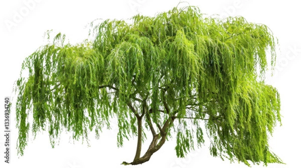 Obraz Weeping willow tree with transparent background gently swaying in the breeze