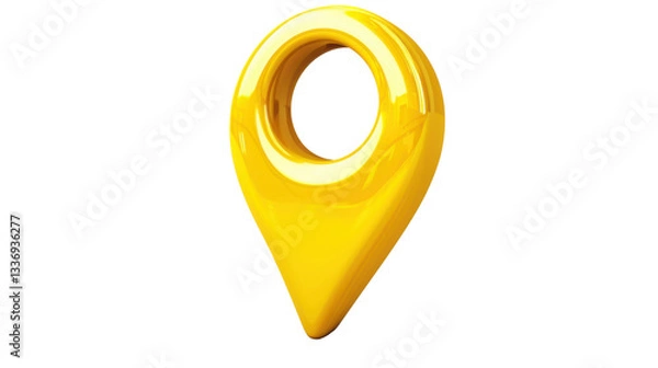 Obraz Shiny yellow location pin icon on transparent background