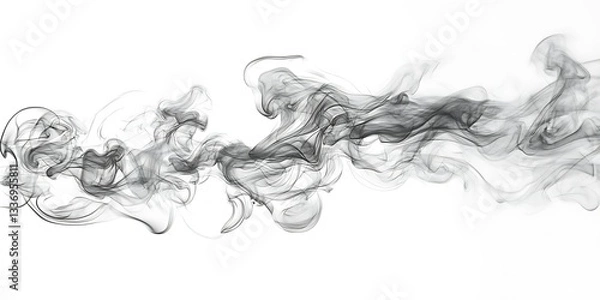Fototapeta Abstract smoke swirls, white background