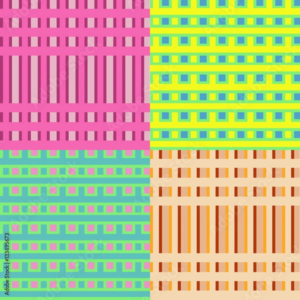Fototapeta Set of checkered seamless backgrounds