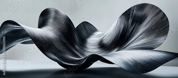 Fototapeta Abstract grayscale flowing form, studio setting